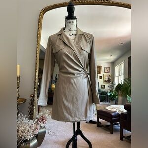 Faux leather wrap dress